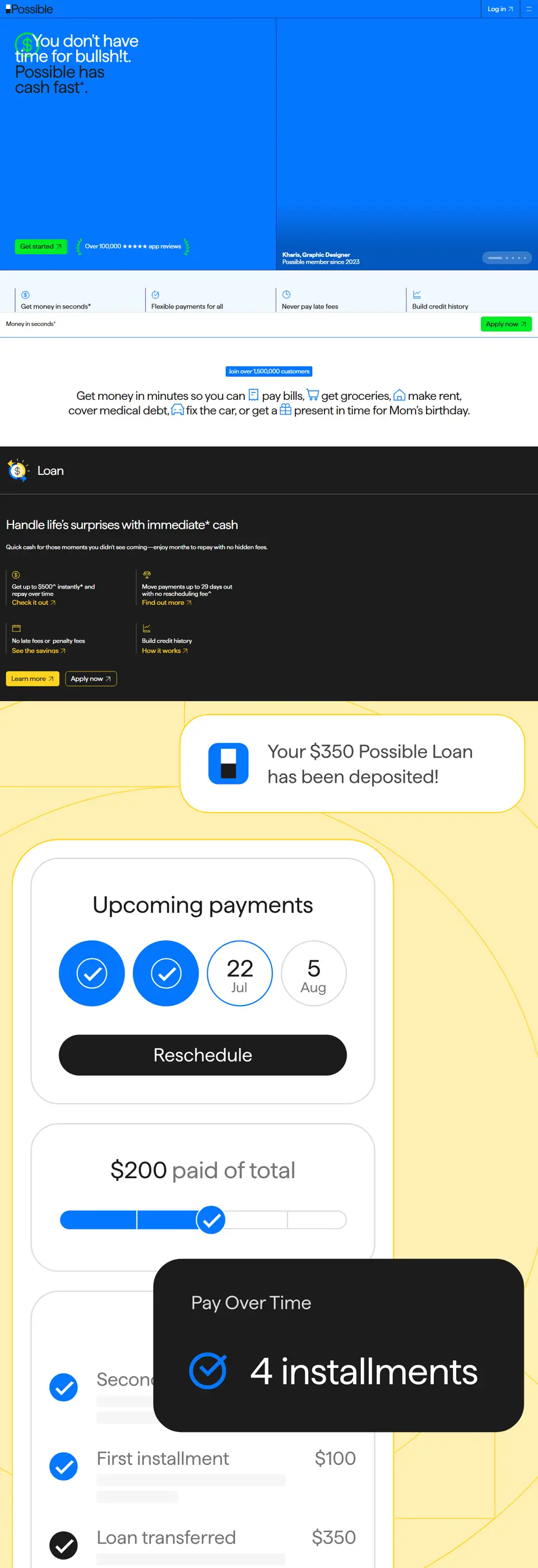 The live possiblefinance.com homepage, designed and built in Framer by the BuiltForSaaS team